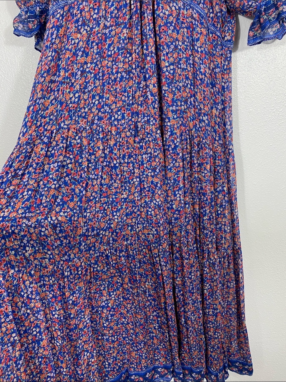 SAYLOR Blue Multi Floral Puff-Sleeve Maxi Dress Size L 90% Viscose - Picture 4 of 16
